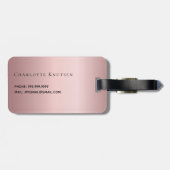 Blindrosa-benutzerdefinierte Monogrammnamenskripte Gepäckanhänger (Rückseite horizontal)