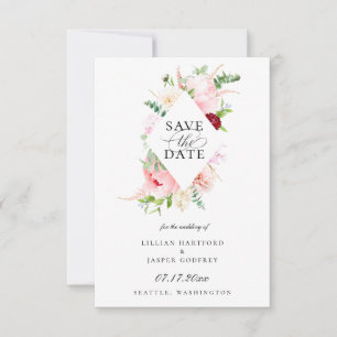 Blindrosa Bläschen Diamantrahmen Save the Date Ankündigung