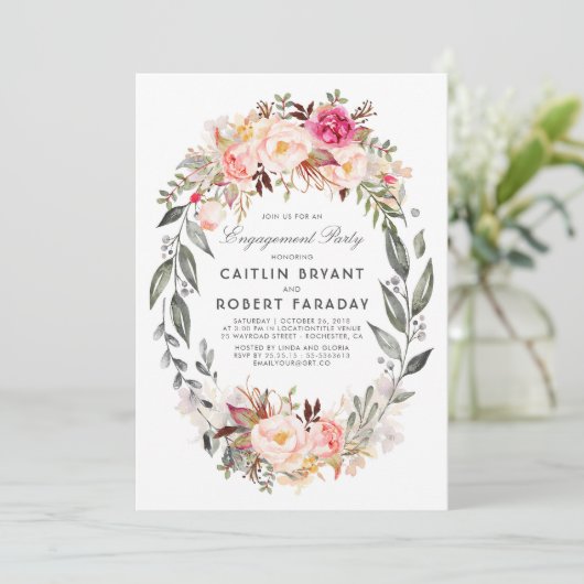 Blindrosa-Blumenschrei-Party Einladung (Stehend Vorderseite)