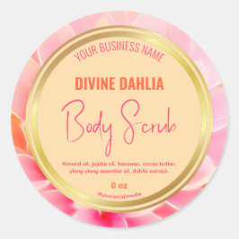 Blindrosa Floral Beige Gold-Rahmen-Produktetikett Runder Aufkleber