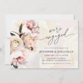 Blindrosa florale Foto-Engagement-Party Einladung (Vorderseite)