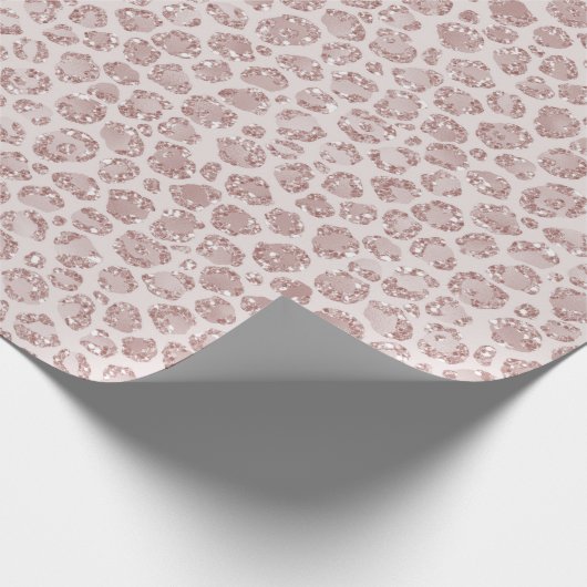 Blindrosa Glitzer Leopard drucken Geschenkpapier (Ecke)