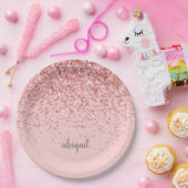 Blindrosa Modern Glitzer Monogramm Name Pappteller (Party)