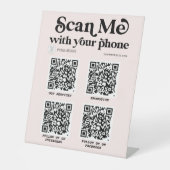 Blindrosa Moderner QR-Code Trendy Business-Zeichen Sockelschild (Vorderseite)