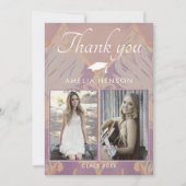 Blindrosa Muster Abschluss 2 Foto Abschluss Dankeskarte (Vorderseite)