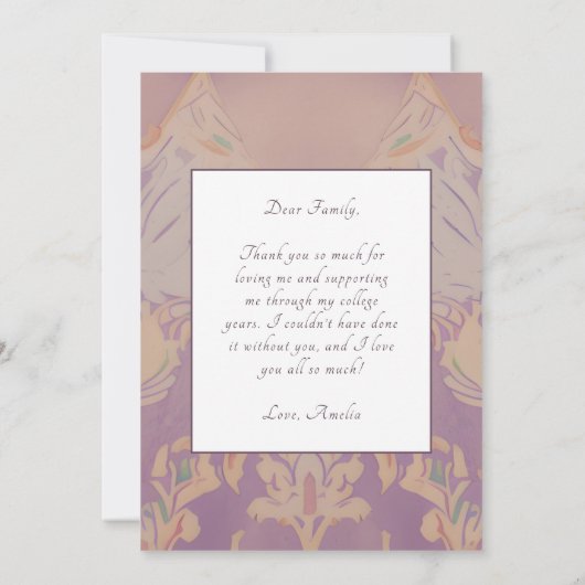 Blindrosa Muster Abschluss Foto Abschluss Dankeskarte (Rückseite)