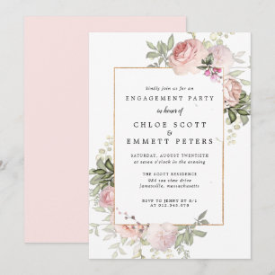 Blindrosa Rosa-Floral Engagement Party Einladung