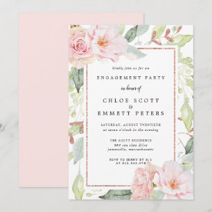 Blindrosa Rosa-Floral Engagement Party Einladung