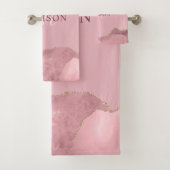 Blindrosa Rose Gold Glitzer Monogram Bath T Badhandtuch Set (Insitu)