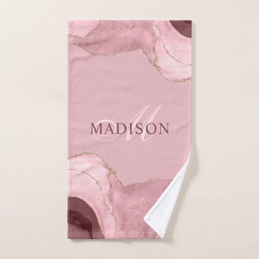 Blindrosa Rose Gold Glitzer Monogram Bath T Badhandtuch Set (Handtuch)