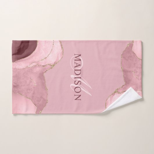 Blindrosa Rose Gold Glitzer Monogram Bath T Badhandtuch Set (Handtuch)