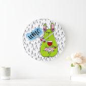 Blindwein Yoga Meditation lustiger Cartoon Grün Große Wanduhr (Zuhause)