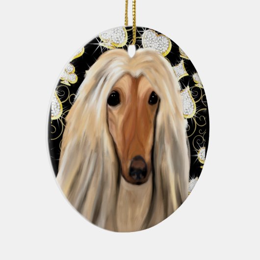 BLING AFGHAN HOUND KERAMIK ORNAMENT (Rechts)