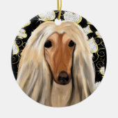 BLING AFGHAN HOUND KERAMIK ORNAMENT (Vorne)