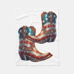 Bling American Flag Cowboy Boots Fleecedecke