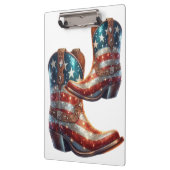 Bling American Flag Cowboy Boots Klemmbrett (Links)