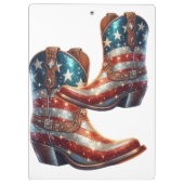 Bling American Flag Cowboy Boots Klemmbrett (Rückseite)
