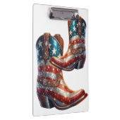 Bling American Flag Cowboy Boots Klemmbrett (Rechts)