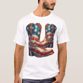 Bling American Flag Cowboy Boots T-Shirt (Vorderseite)