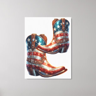Bling American Flag Cowboy-Stiefel Leinwanddruck