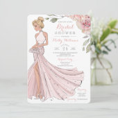 Bling and Glitzer Girl Bride Brautparty Einladung (Stehend Vorderseite)