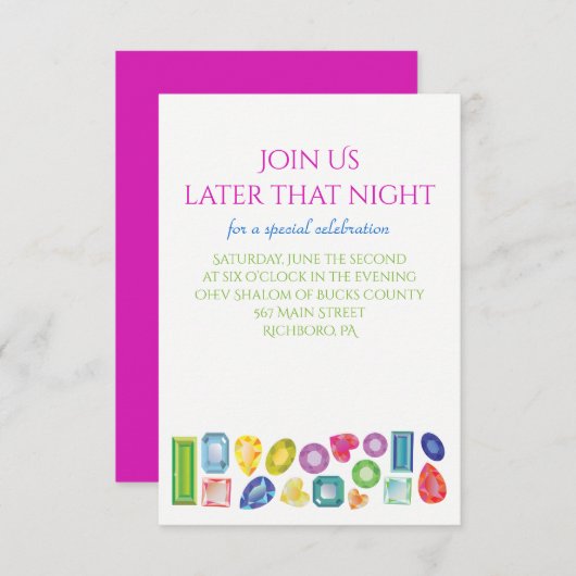 BLING Bat Mitzvah Einladung Party Empfang Card (Vorne/Hinten)