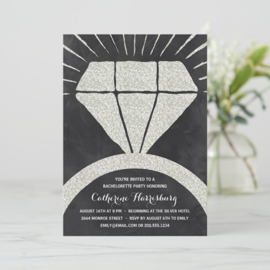 Bling Bling | Glitzer-Blick Einladung (Stehend Vorderseite)