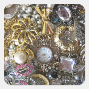 bling bling Schmucksammlung Quadratischer Aufkleber