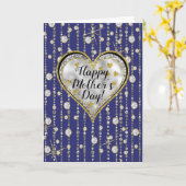 Bling Blue Card mit kaskadierenden Diamanten! Karte (Gelbe Blume)