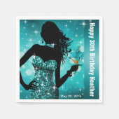 Bling Bombshell Sparkle Birthday Party | Aquamarin Serviette (Vorderseite)