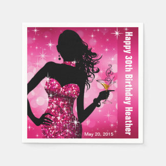 Bling Bombshell Sparkle Birthday Party | fuschia Serviette