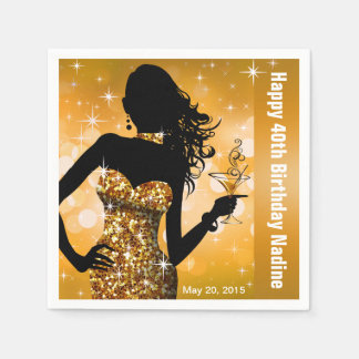 Bling Bombshell Sparkle Birthday Party | Gold Serviette