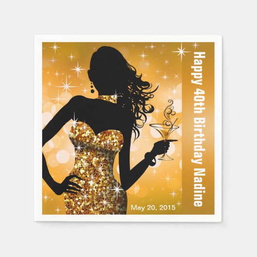 Bling Bombshell Sparkle Birthday Party | Gold Serviette (Vorderseite)