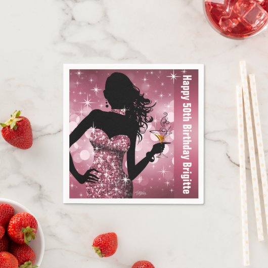 Bling Bombshell Sparkle Birthday Party | Mauve Serviette (Beispiel)
