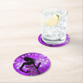 Bling Bombshell Sparkle Save the Date | Violette Runder Pappuntersetzer (Vor Ort)