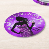 Bling Bombshell Sparkle Save the Date | Violette Runder Pappuntersetzer (Angewinkelt)