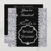 BLING Brautparty mit KRISTALLE Einladung (Vorne/Hinten)
