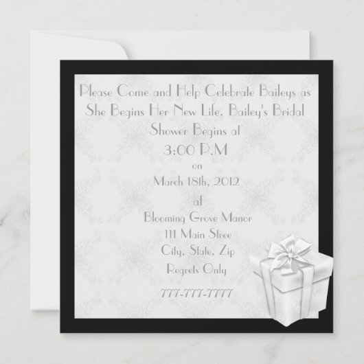 BLING BRIDAL Dusche Einladung (Rückseite)