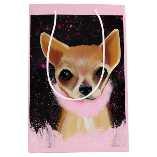 Bling Chihuahua Mittlere Geschenktüte (Vorderseite)