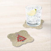 Bling Christmas Red Tree Gold Glitzer Untersetzer (Vor Ort)