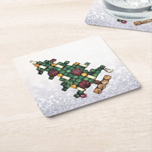 Bling Christmas Tree Glitzer Rechteckiger Pappuntersetzer (angewinkelt)