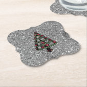 Bling Christmas Tree Silver Glitzer Paper Unterset Untersetzer (angewinkelt)