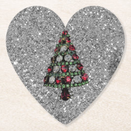 Bling Christmas Tree Silver Glitzer Paper Unterset Untersetzer