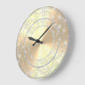 Bling Diamonds Elegant Golden Wedding Gift Large C Große Wanduhr (Winkel)