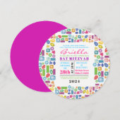 BLING Gemstone Bat Mitzvah Einladung (Vorne/Hinten)