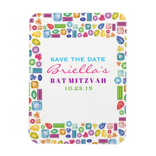 BLING Gemstone Bat Mitzvah Save the Date Magnet (Vertikal)