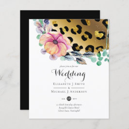 Bling Girly Glam Leopard Print Pink Gold Wedding