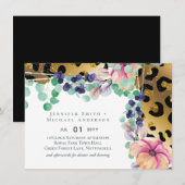 Bling Girly Glam Leopard Print Pink Gold Wedding (Vorne/Hinten)