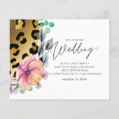 Bling Girly Glam Leopard Print Pink Gold Wedding (Vorderseite)