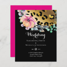 Bling Girly Glam Leopard Print Pink Gold Wedding